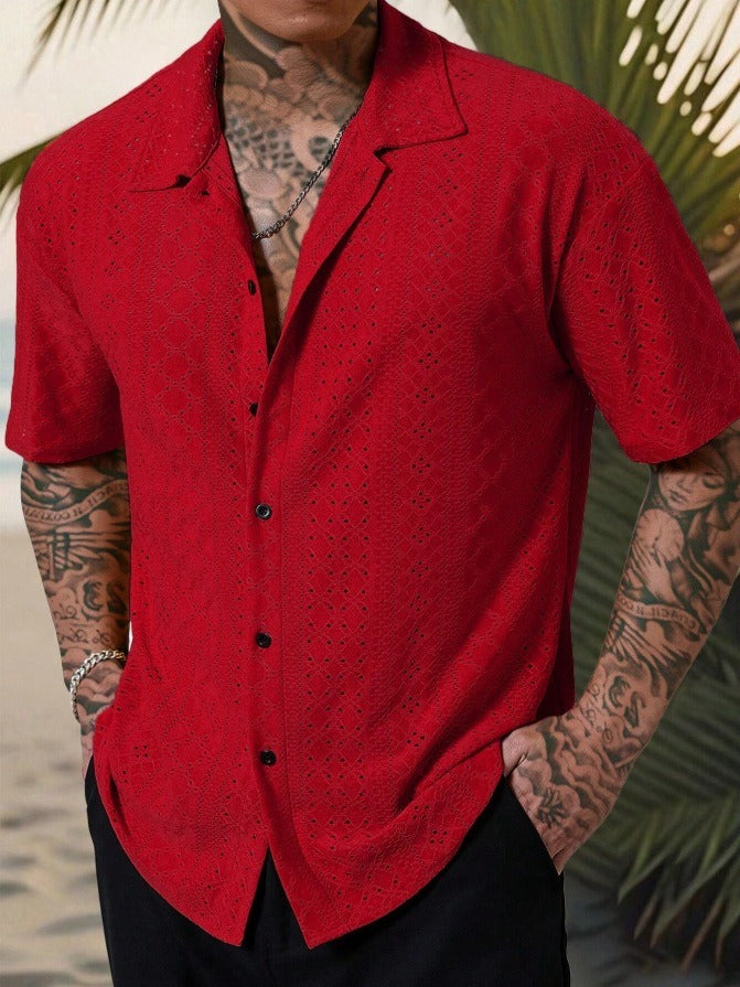 Marcello | Men’s Patterned Button-Up Short Sleeve Shirt