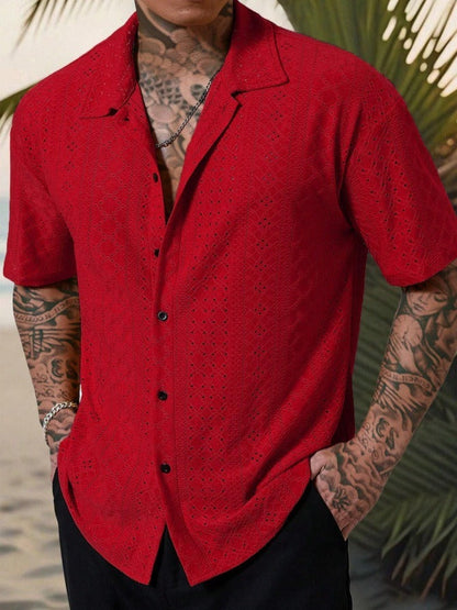 Marcello | Men’s Patterned Button-Up Short Sleeve Shirt