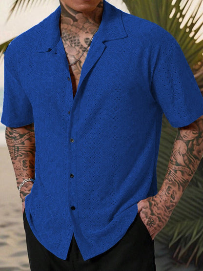 Marcello | Men’s Patterned Button-Up Short Sleeve Shirt