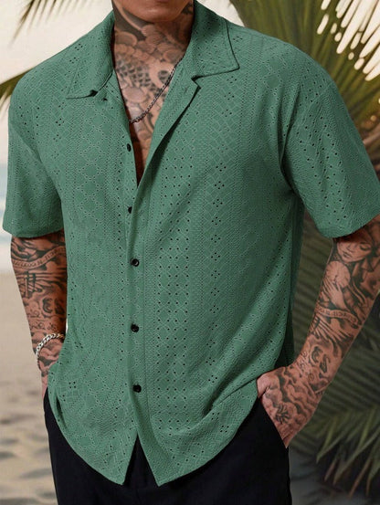 Marcello | Men’s Patterned Button-Up Short Sleeve Shirt