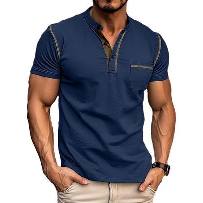 Armin | Men’s Contrast Trim Henley Short Sleeve Shirt