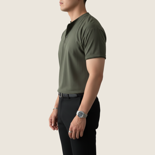 Lorenzo | Men’s Minimalist Button Henley Short Sleeve Shirt