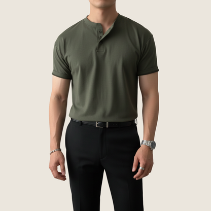 Lorenzo | Men’s Minimalist Button Henley Short Sleeve Shirt