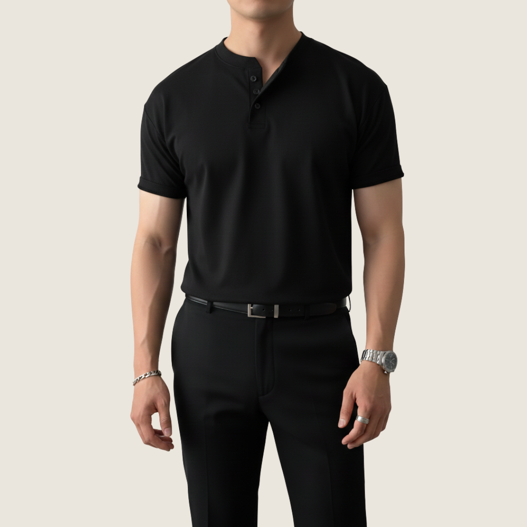 Lorenzo | Men’s Minimalist Button Henley Short Sleeve Shirt
