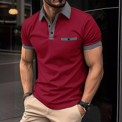 Leonardo | Men’s Plaid Collar Pocket Polo Shirt