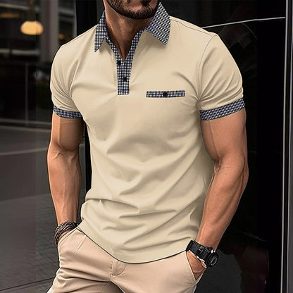 Leonardo | Men’s Plaid Collar Pocket Polo Shirt