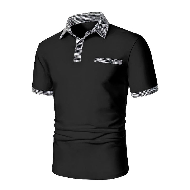 Leonardo | Men’s Plaid Collar Pocket Polo Shirt