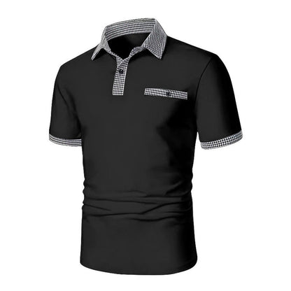 Leonardo | Men’s Plaid Collar Pocket Polo Shirt