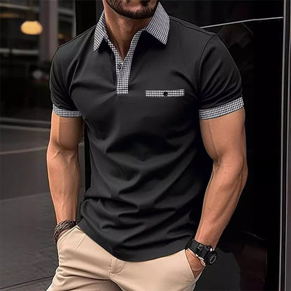 Leonardo | Men’s Plaid Collar Pocket Polo Shirt