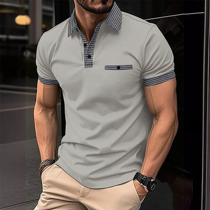 Leonardo | Men’s Plaid Collar Pocket Polo Shirt