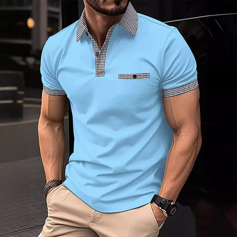 Leonardo | Men’s Plaid Collar Pocket Polo Shirt