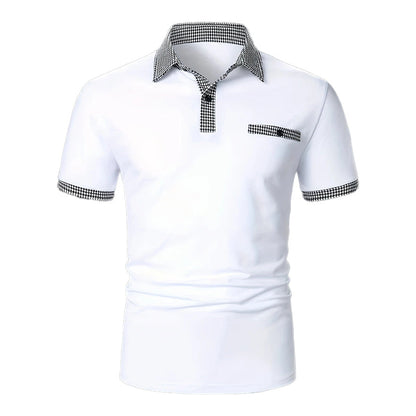 Leonardo | Men’s Plaid Collar Pocket Polo Shirt