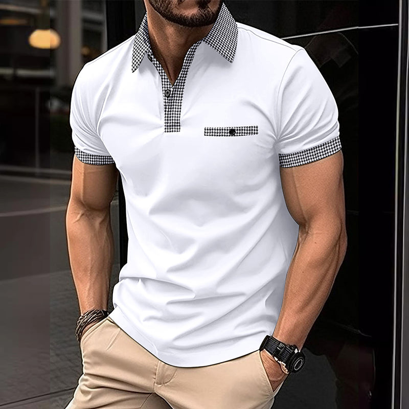 Leonardo | Men’s Plaid Collar Pocket Polo Shirt