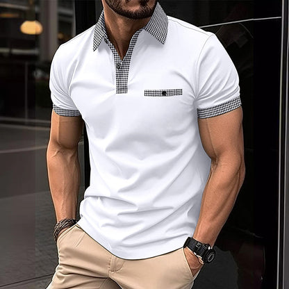 Leonardo | Men’s Plaid Collar Pocket Polo Shirt