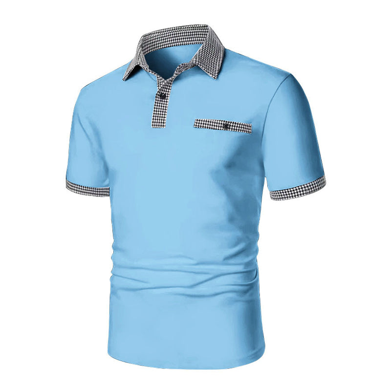 Leonardo | Men’s Plaid Collar Pocket Polo Shirt