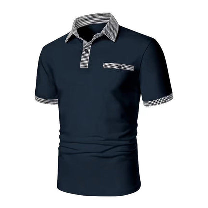 Leonardo | Men’s Plaid Collar Pocket Polo Shirt