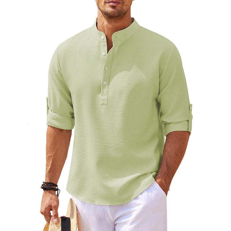 Marcello | Men’s Stand Collar Half-Button Casual Shirt