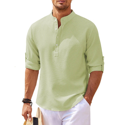 Marcello | Men’s Stand Collar Half-Button Casual Shirt
