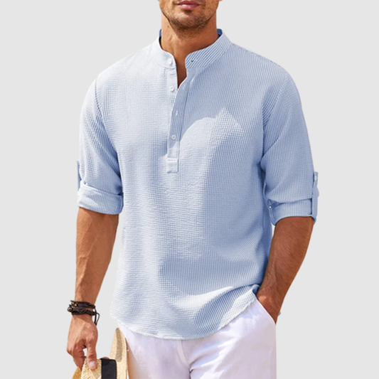 Marcello | Men’s Stand Collar Half-Button Casual Shirt