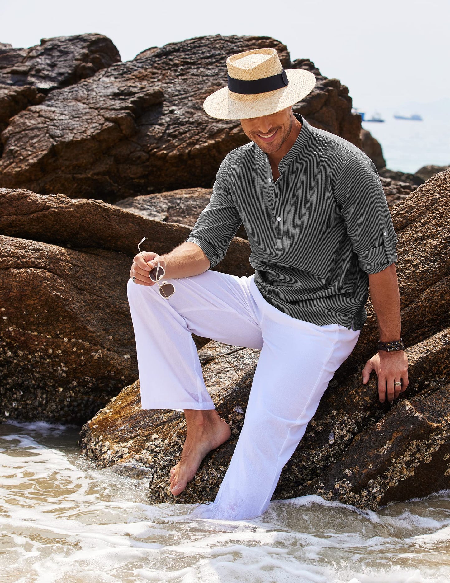 Marcello | Men’s Stand Collar Half-Button Casual Shirt