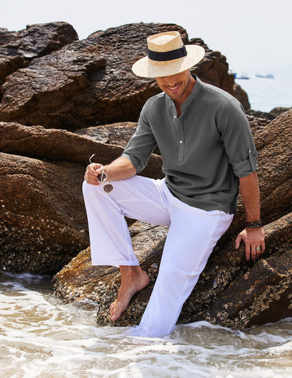 Marcello | Men’s Stand Collar Half-Button Casual Shirt