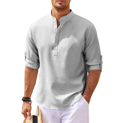 Marcello | Men’s Stand Collar Half-Button Casual Shirt