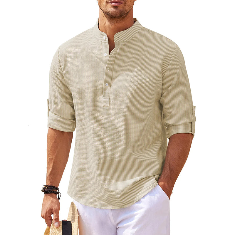 Marcello | Men’s Stand Collar Half-Button Casual Shirt