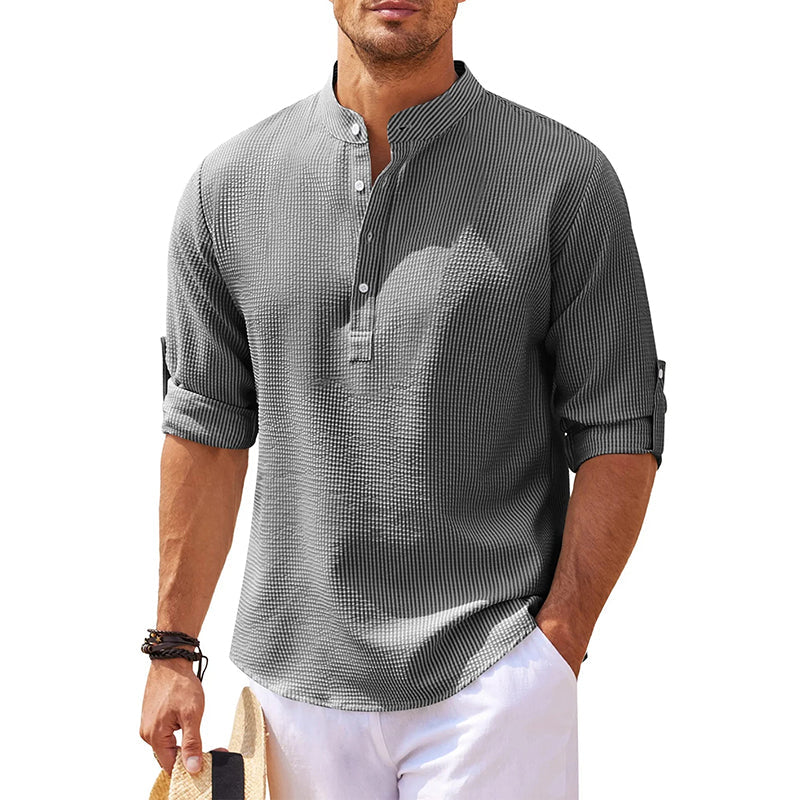 Marcello | Men’s Stand Collar Half-Button Casual Shirt