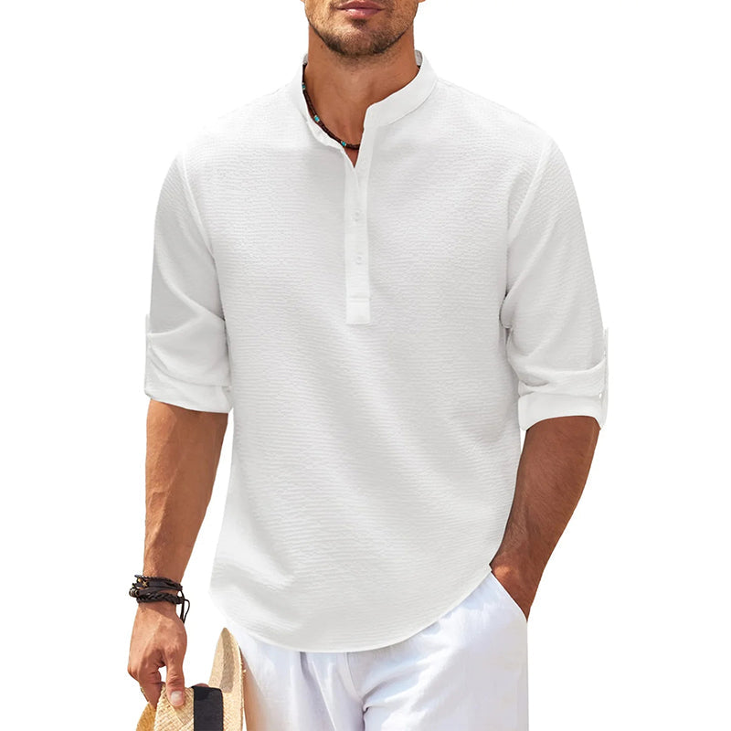 Marcello | Men’s Stand Collar Half-Button Casual Shirt