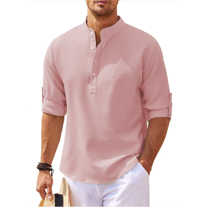 Marcello | Men’s Stand Collar Half-Button Casual Shirt