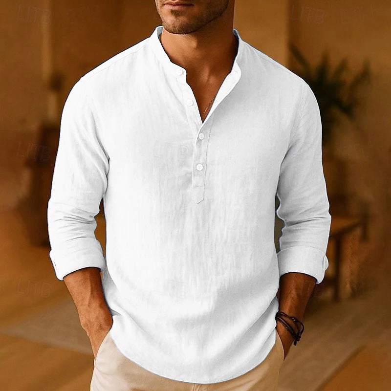 Matteo | Men’s Long Sleeve Henley Casual Shirt