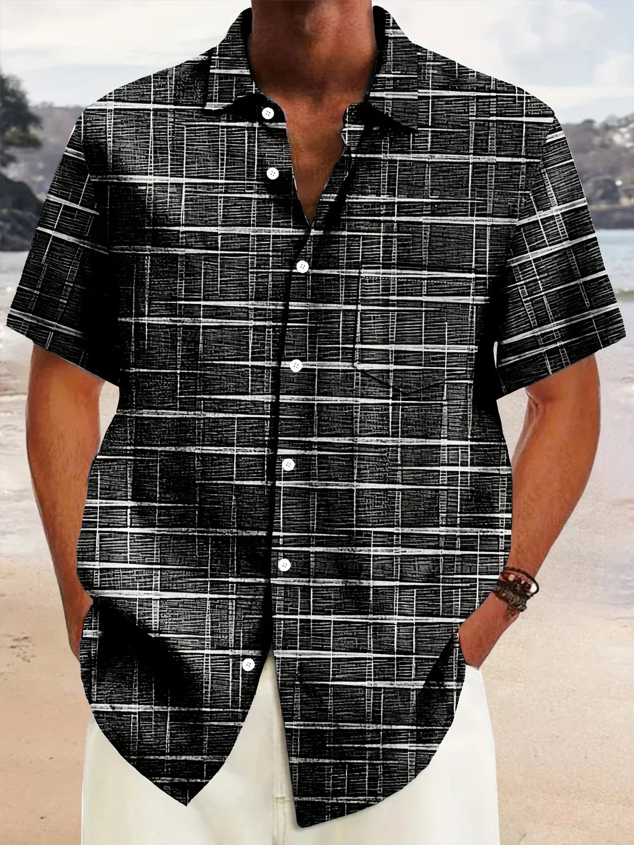 Matteo | Men’s Short Sleeve Patterned Button Casual Shirt