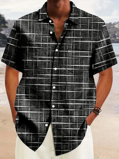 Matteo | Men’s Short Sleeve Patterned Button Casual Shirt