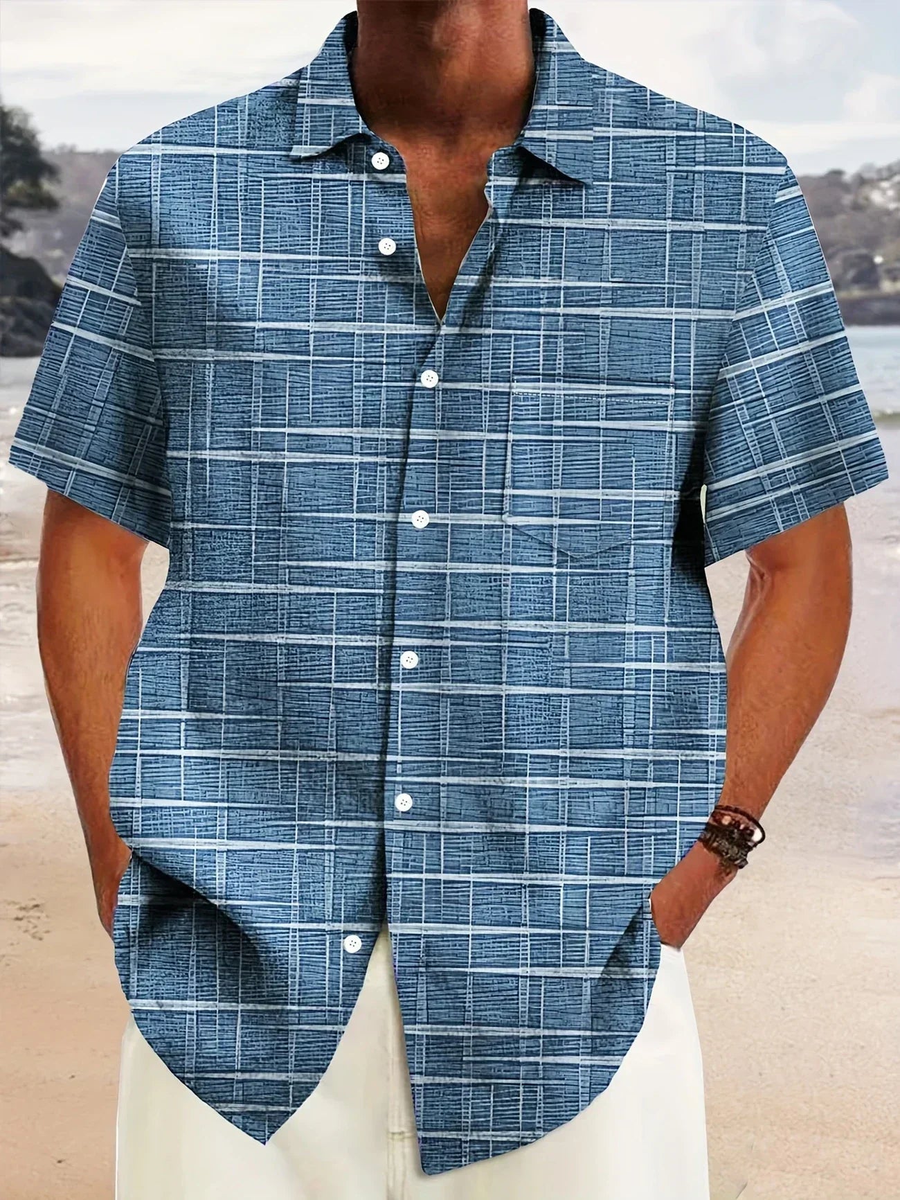 Matteo | Men’s Short Sleeve Patterned Button Casual Shirt