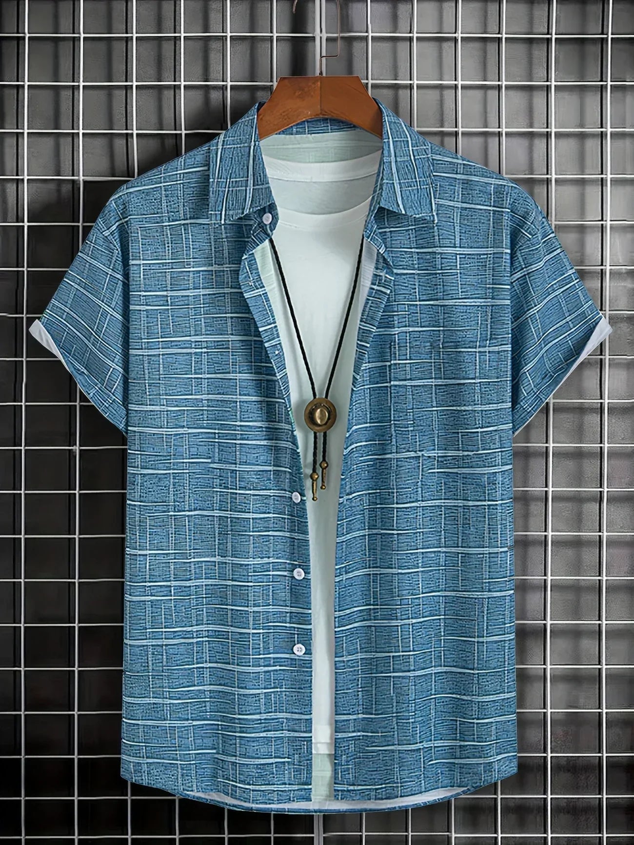 Matteo | Men’s Short Sleeve Patterned Button Casual Shirt