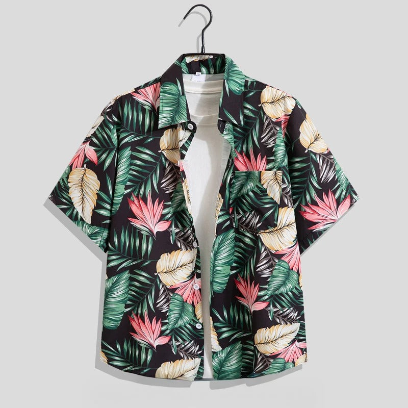 Giovanni | Men’s Short Sleeve Floral Pattern Casual Shirt