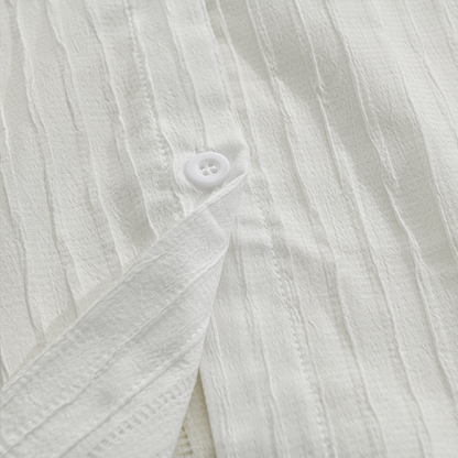 Bastiano | Men’s Ribbed Slim Fit Button Placket Shirt