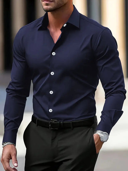 Stefano | Men’s Tailored Button Placket Long Sleeve Shirt