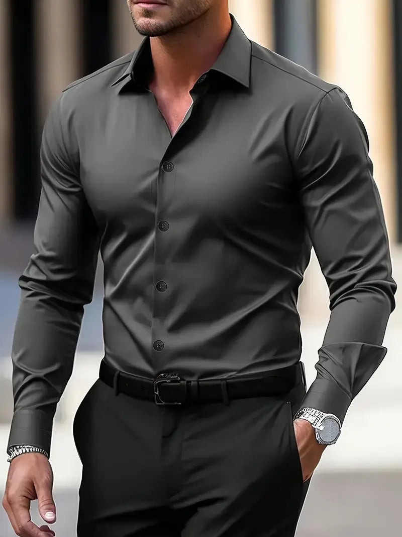 Stefano | Men’s Tailored Button Placket Long Sleeve Shirt