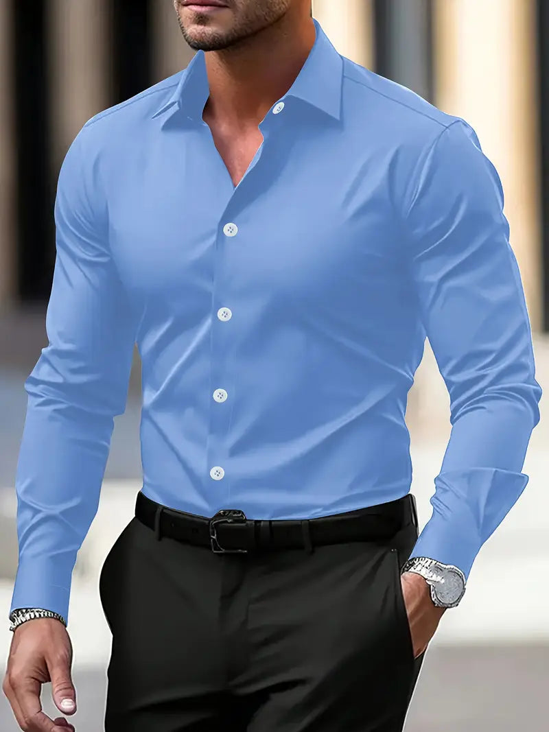 Stefano | Men’s Tailored Button Placket Long Sleeve Shirt