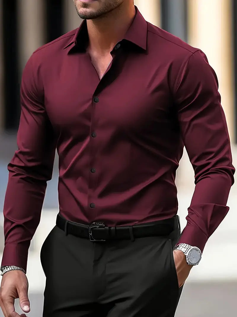 Stefano | Men’s Tailored Button Placket Long Sleeve Shirt