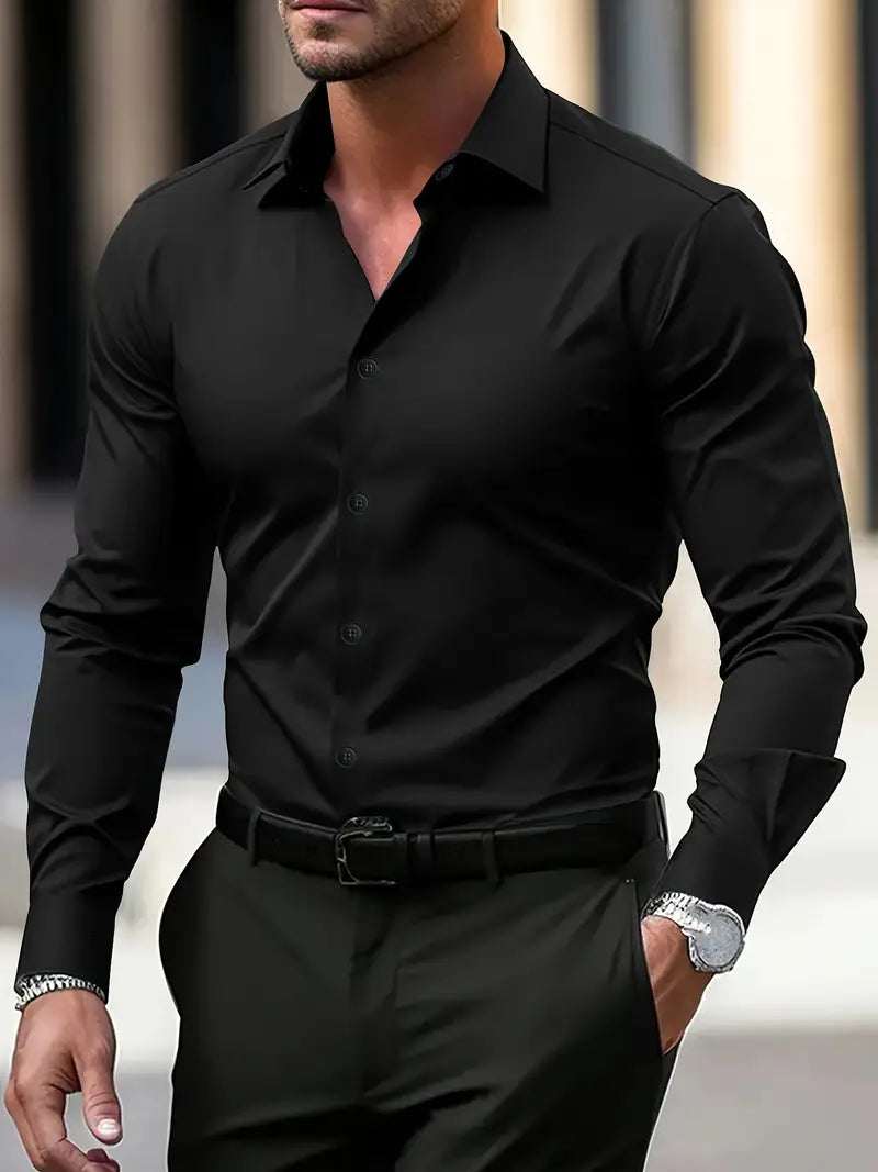 Stefano | Men’s Tailored Button Placket Long Sleeve Shirt