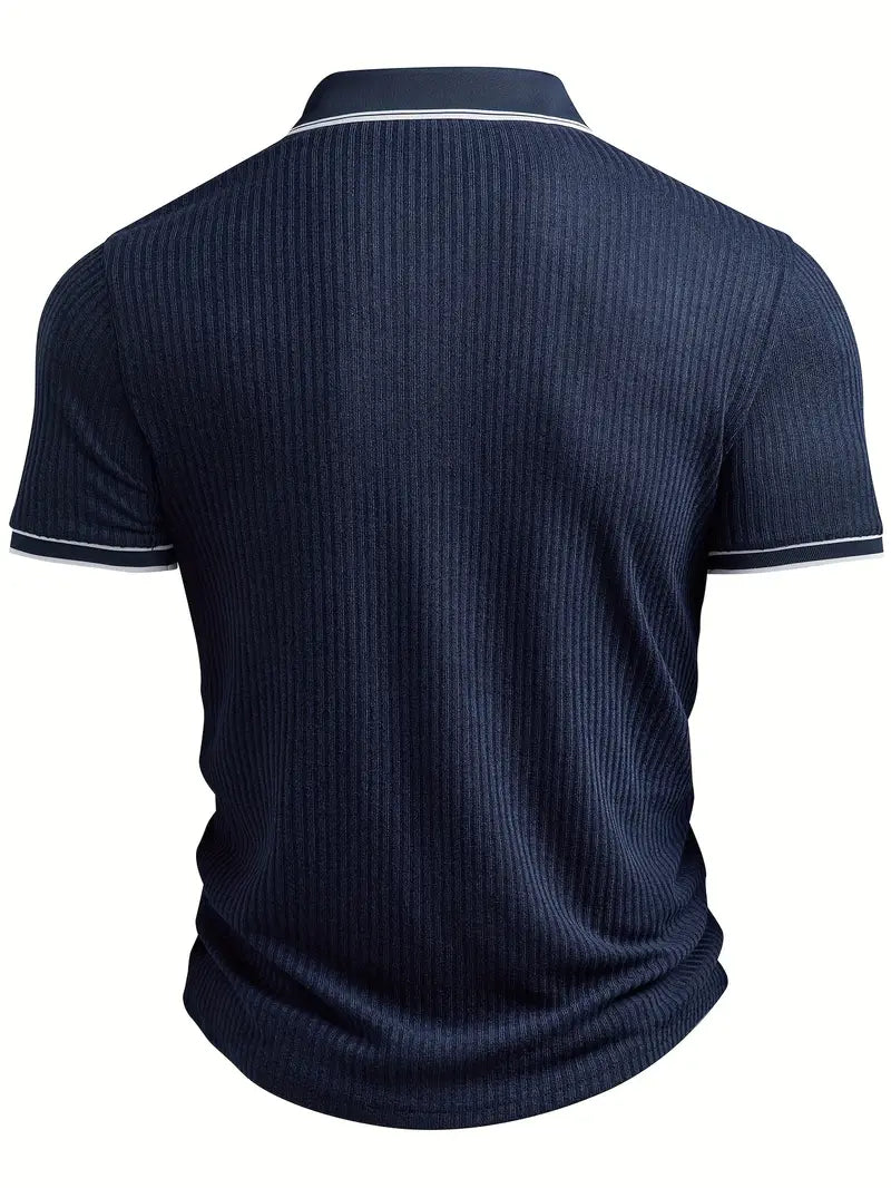 Matteo | Men’s Ribbed Contrast Trim Polo Shirt