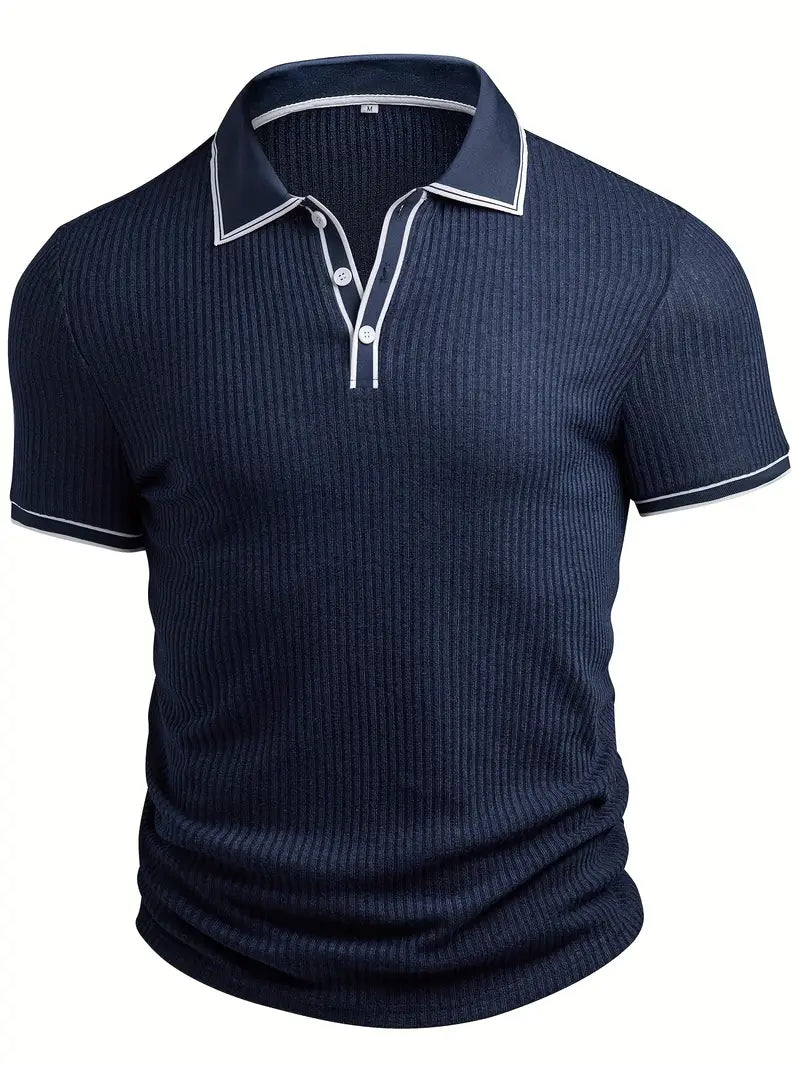 Matteo | Men’s Ribbed Contrast Trim Polo Shirt