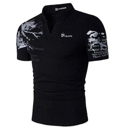 Tiziano | Men’s Graphic Print V-Button Placket T-Shirt