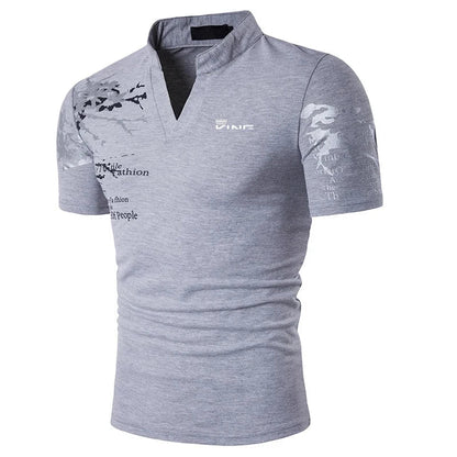 Tiziano | Men’s Graphic Print V-Button Placket T-Shirt