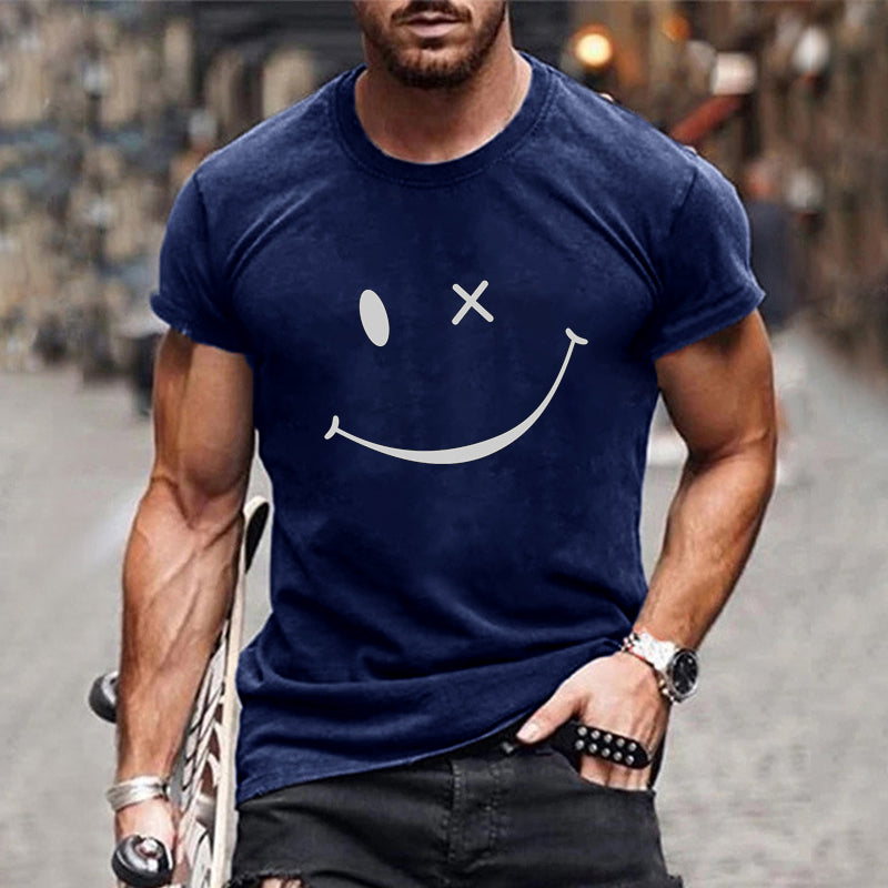 Adrian | Men's Grafik Smile Freizeit Short Sleeve T-Shirt