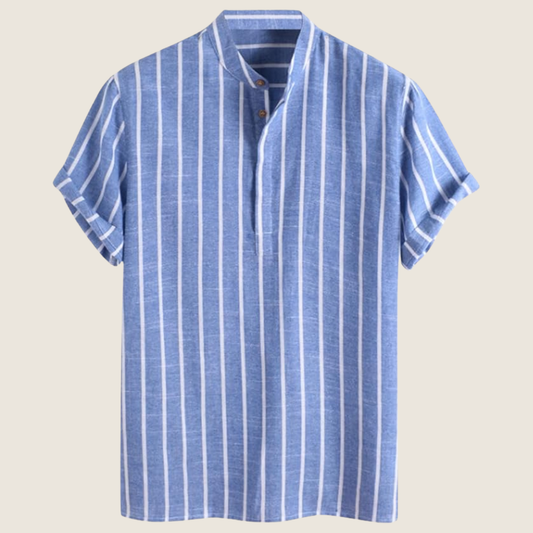 Alberto | Men’s Vertical Stripe Collar Short Sleeve Shirt