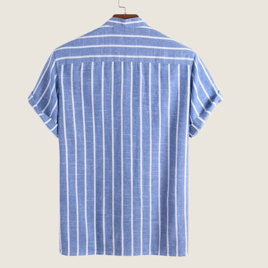Alberto | Men’s Vertical Stripe Collar Short Sleeve Shirt