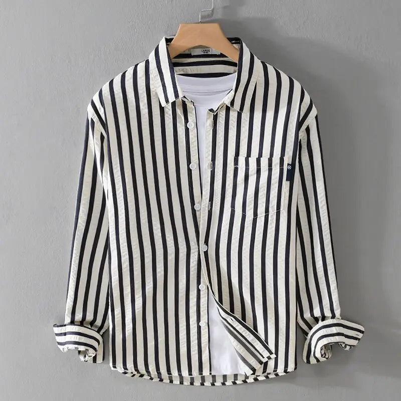 Claudio | Men’s Vertical Stripe Casual Button-Up Shirt